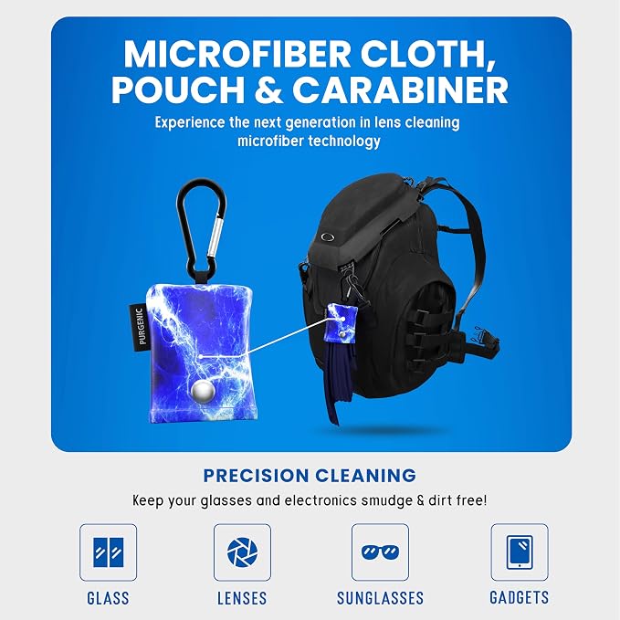 Microfiber Cloth & Glasses Wipes (3 Pack) Lens & Glasses Cleaning Cloth - Eyeglass Cleaner - Camera Lenses & Gadget Delicate Screens - Blue - Image 3