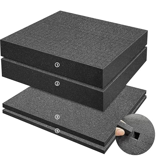 LAFENLIN Pick & Pluck Foam 4-Pack for Gun Cases, 16x12x2" & 0.4" Sheets | High-density closed-cell polyethylene, pre-scored for easy customization.Protects firearms, electronics, tools & collectibles by LAFENLIN-HardCaseLock
