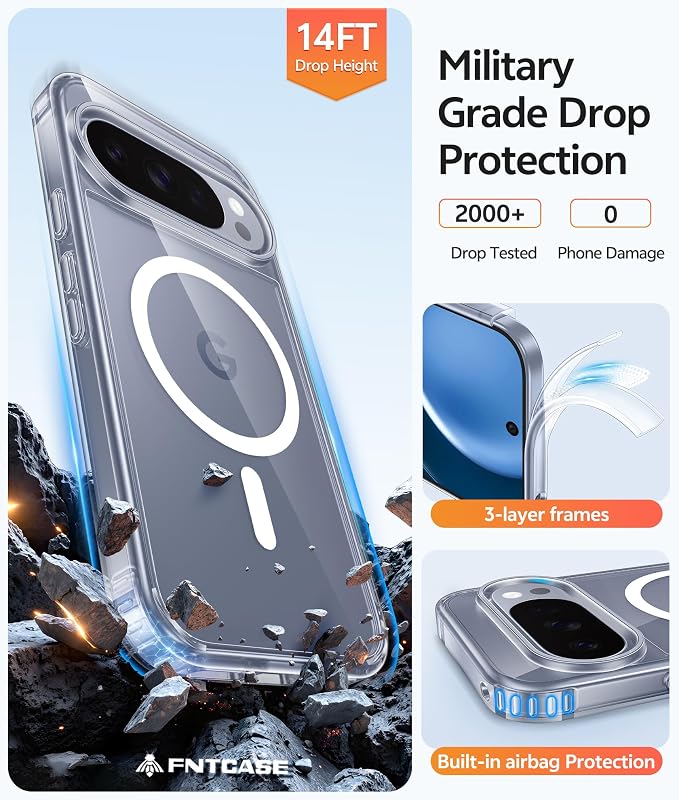 FNTCASE for Google Pixel 10 Pro XL / 9 Pro XL Case, Compatible with Magsafe | Screen Protector, Anti Yellowing, 14FT Military Grade Drop Protection, Shockproof Protective Phone Cover, Transparent Clear - Image 5