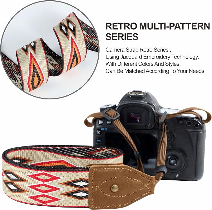 Padwa Lifestyle 2" Wide Classic Crazy Horse Art Cowhide Head Cotton Camera Straps for Photographers - Image 5