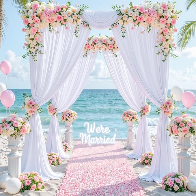 6 Panels White Backdrop Curtain for Parties Wedding Wrinkle Free White Photo Curtains Backdrop Drapes Fabric Decoration for Baby Shower 30ft(W) x 10ft(H) - Image 9
