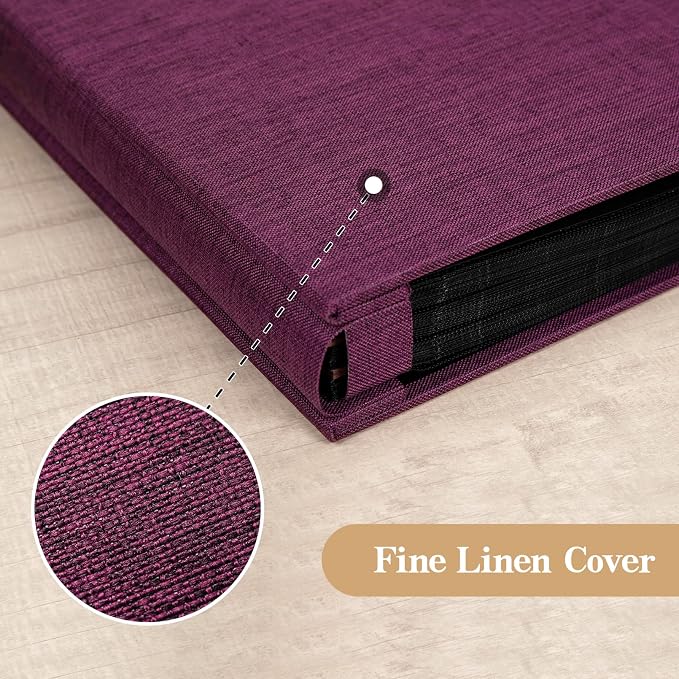 potricher Photo Album 4x6, 300 Pockets, Linen Cover, Purple | Small Capacity 4x6 Picture Albums with Horizontal Pockets, 4x6 Photo Book for Family, Wedding, Baby, Anniversary - Image 6