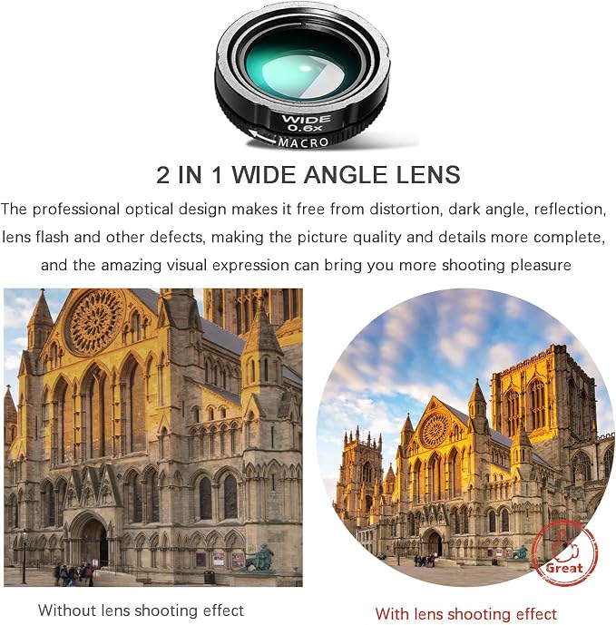 Phone telephoto lens28X, | 0.6X Wide Field of View, 20X Macro Exploration, 198 ° fisheye Creativity, Compatible with Mainstream Smartphones (Black) - Image 5