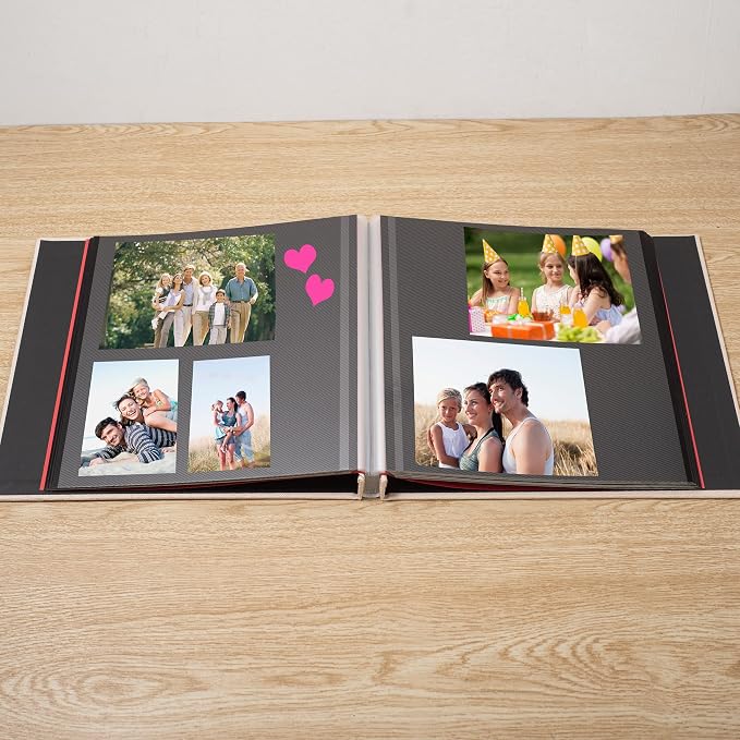 Photo Album Self Adhesive Scrapbook 3x5 4x6 5x7 6x8 Magnetic Album DIY Scrap Book 11x10.6 Inch 40 Black Sticky Pages Linen Cover Beige DIY Photo Album - Image 3