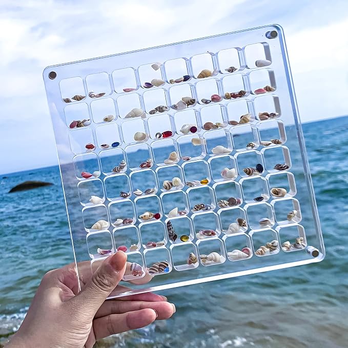 Acrylic Magnetic Seashell Display Case HD Panel with Tweezers | Small Upgraded Grids with Magnetic Snap, a Seashell Display Box for Collecting Shells, Jewelry, Crystals, Beads - Image 5