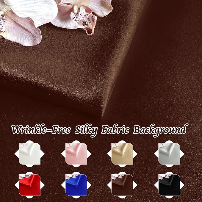 RUDONG M Satin Photography Backdrop, Brown, 3.3x2.5ft | Wrinkle-Free, Silky Fabric, For Jewelry/Cosmetics/Flat Lay/Studio, 100x75cm - Image 6