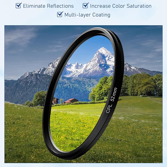52mm Clip-0n Cpl Phone Cameralens Filter Kit,Upgrade Circular Polarizing Filter Compatible with Mostcell Phones,CPL Filter for Phone,Portable Polarizer Camera Len(1 Set - Image 4