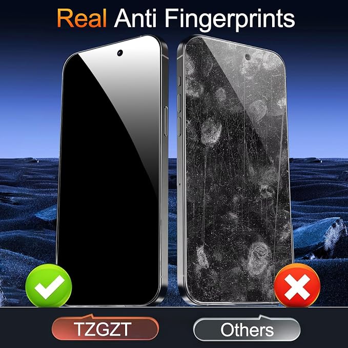 TZGZT Privacy Screen Protector for iPhone 17, Tempered Glass, Case Friendly | 3 Pack, 9H+ Military Grade Shatterproof, Anti-Scratch, HD, Easy Installation, Bubble Free, Dynamic Island Compatible - Image 6