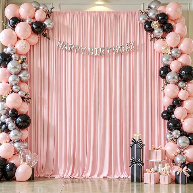 Blush Pink Backdrop Curtains-Wrinkle-Free Polyester Photography Drapes Party Curtain Background for Baby Shower Wedding Decorations- 40 X10FT - Image 6