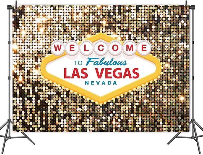 Welcome to Las Vegas Party Photography Backdrops 7x5ft Fabulous Casino Poker Movie Themed Photo Background Vintage Costume Dress-up Birthday Prom Ceremony Baby Shower Banner Supplies Props Vinyl - Image 2