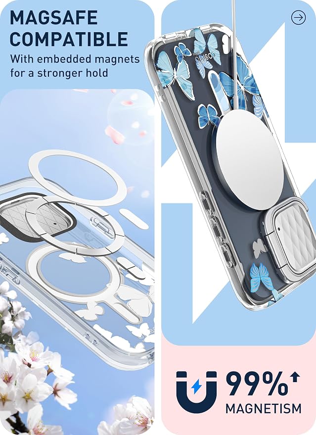 i-Blason for iPhone 15 Pro Case MagSafe, w/‌ Screen Protector, Bluefly | Built-in Screen Protector, Camera Cover Stand, Slim, Stylish - Image 5