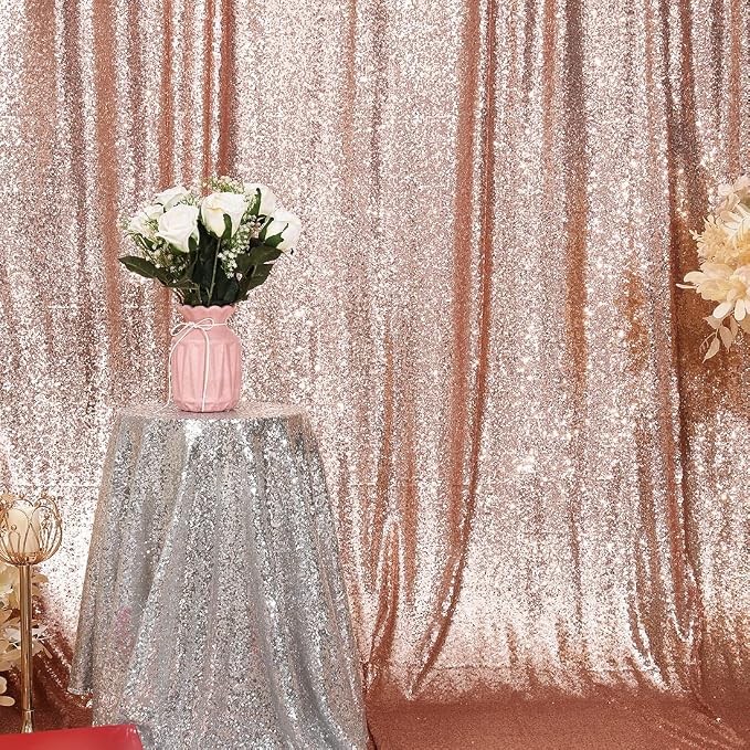 Poise3EHome 6FT x 8FT Sequin Photography Backdrop Curtain for Party Decoration, Rose Gold - Image 8