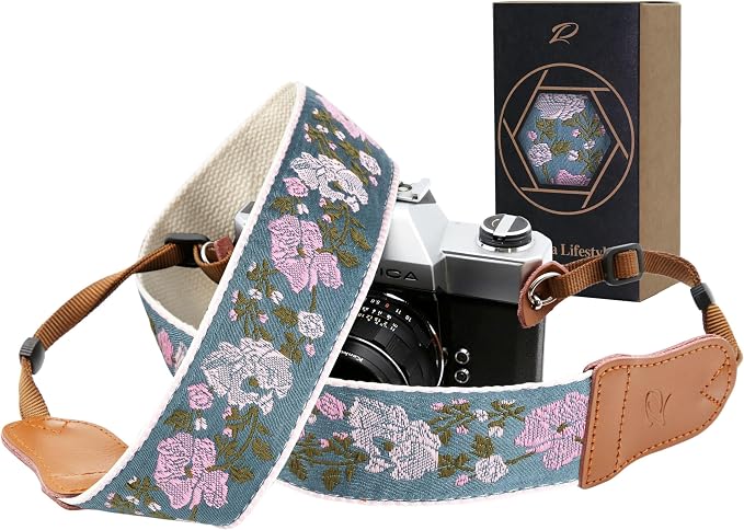 Padwa Lifestyle Vintage Camera Strap - 2" Wide Woven Embroidered Floral Pattern Shoulder Neck Camera Straps for Photographers，Great Gift for Men & Women Photographers by PadwaLifestyleCameraStrap