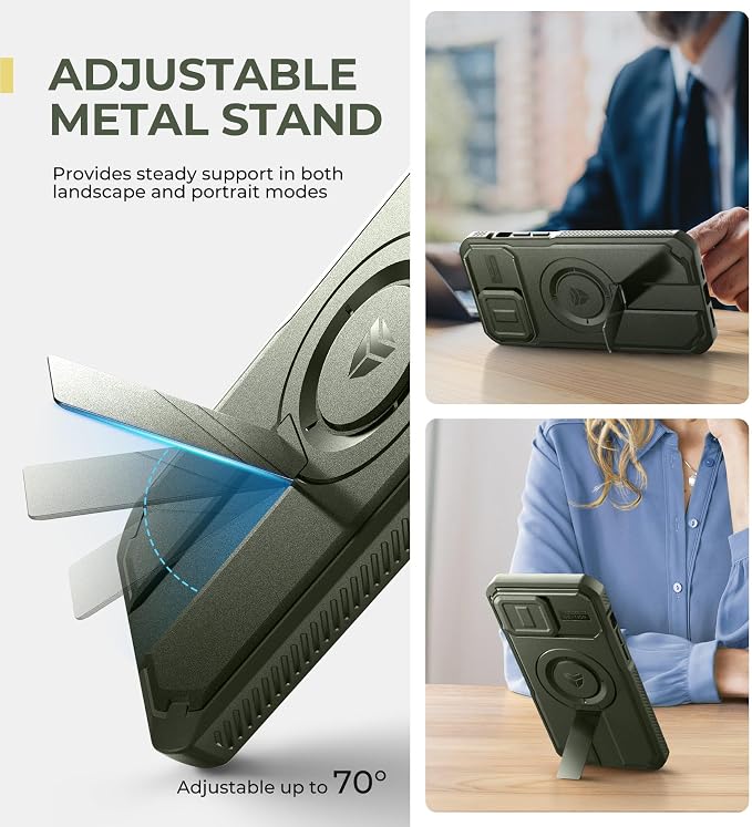 Dexnor for iPhone 13 Pro Max/12 Pro Max Case with Slide Camera Cover & Adjustable Kickstand, Compatible with MagSafe, Rugged Shockproof Bumper Cases Magnetic Protective Cover,6.7 inch,Army Green - Image 5