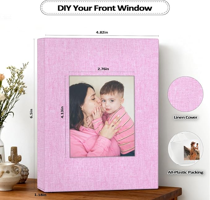 Popotop 2 Pack Photo Album 4x6 Pictures, Small Linen Slip-in Photo Albums Book for 80 Photos with 40 Pockets, Birthday Gifts for Women Mom Family Baby - Image 4