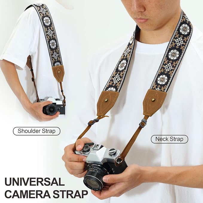 Padwa Lifestyle 2" Wide Classic Crazy Horse Art Cowhide Head Cotton Camera Straps for Photographers - Image 3
