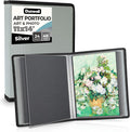 Dunwell 11x14 Art Portfolio Binder, 24-Sleeve, Mounting Paper, Silver | 24 Clear Sleeves, Displays 48 Pages, Mounting Paper Included, Artwork Storage, Acid-Free Poly Protection by Dunwell