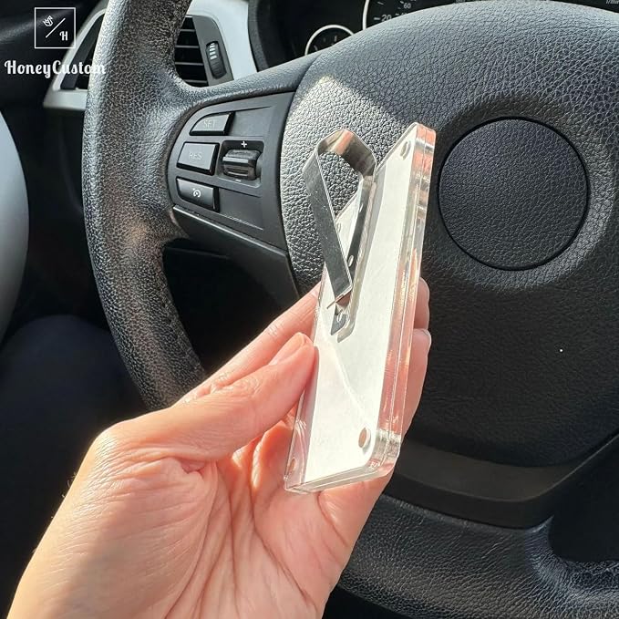 Acrylic Car Visor Photo Frame with Metal Clip, Car Accessories Magnetic Clear Picture Holder for Sun Visor, Display Baby, Family or Pet Photos in Car - Image 4