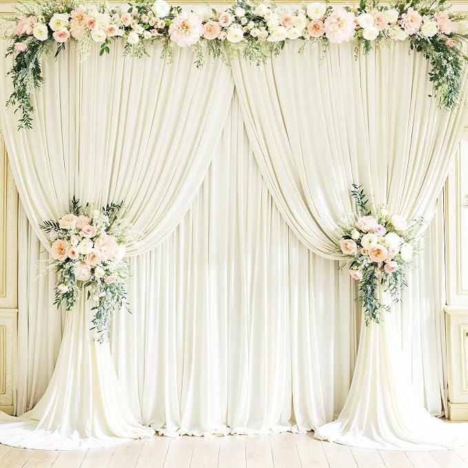 4 Panels Ivory Backdrop Curtains for Wedding Party Wrinkle Free Backdrops Curtain Drapes Fabric Decorations Photo Back Drop Cloth for Baby Shower Photography Stage Reception 20ft(W) x 12ft(H) - Image 7