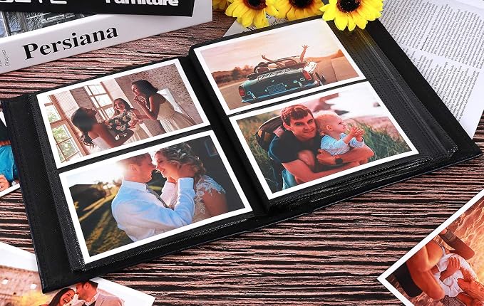 RECUTMS Photo Album 200 Pockets 4x6 Leather Album for Wedding Family Pink | Black Page, Horizontal Pockets, Anniversary Baby Memory Book, DIY Front Window, Small Photobook, Slip-in Picture,Travel Gifts - Image 4