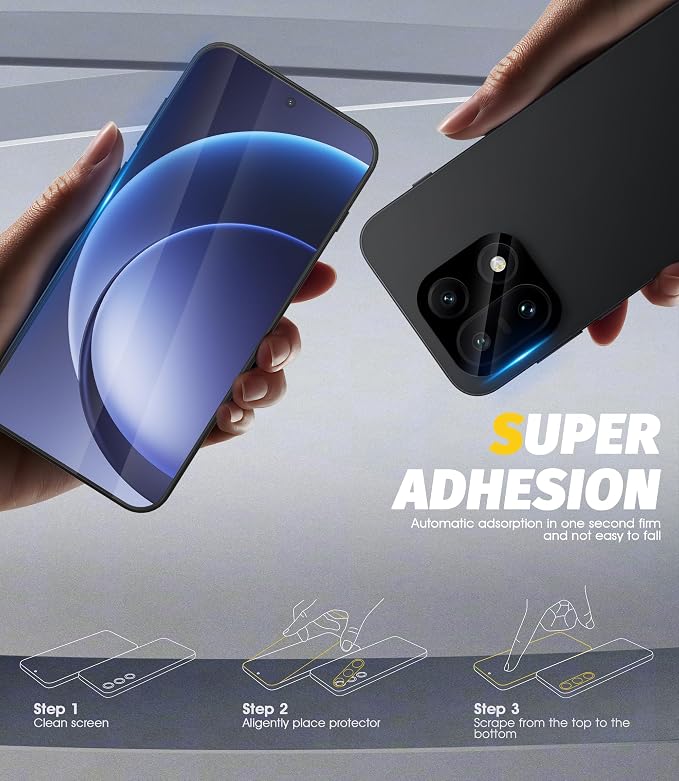 Orzero (3+3) Compatible for Oneplus 15, 3 Pack Screen Protector + 3 Pack Camera Lens Protector, Tempered Glass 9H High Definition Bubble Free Anti-Scratch - Image 7