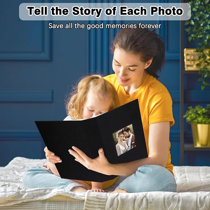 Aevdor 4x6 Photo Album, Holds 300 Photos, Linen Cover with Window, Black | Linen Hardcover, Slip-In Pockets, Acid-Free & PVC-Free, Store Wedding Baby Vacation Memories - Image 4