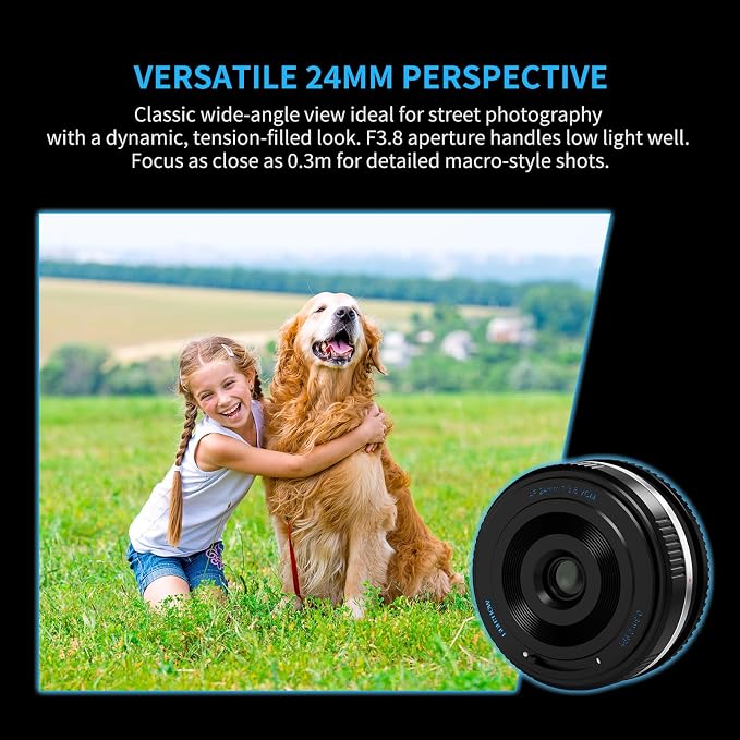 FE/E 24mm f3.8 Pancake Lens-AF Wide Angle Lens Compatible with Sony a7 IV/a7 III/ZV-E10/a7R V/a7C II/a7R IV/a7S III/a1/a9/a6500/a6600/a6700/a7 II/-Auto Focus Lens(FE/E Mount) - Image 5