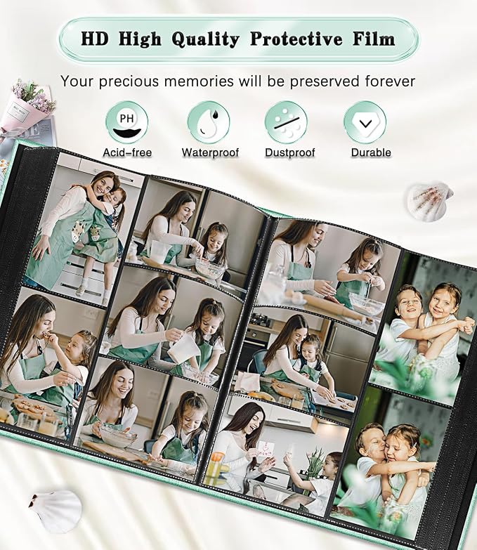 Ejblfe Photo Album 4x6,Linen Cover Slide-in Photo Album Book Can Holds 600 4x6 Photos with 60 Black Sheets for Family,Wedding,Baby and Holiday Pictures (Turquoise) - Image 4