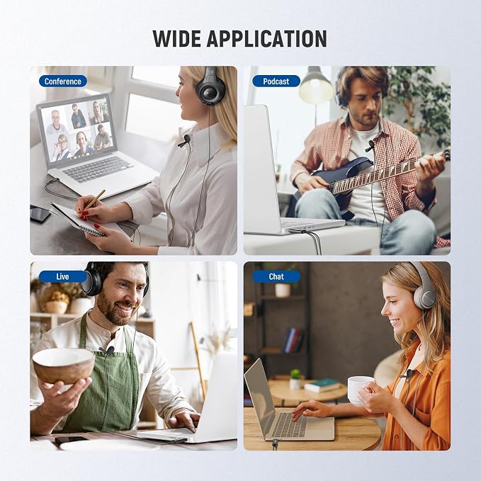 NEEWER USB Lapel Microphone, Plug & Play Mini Omnidirectional Clip On Lavalier Mic with 3.5mm Monitoring Headphones Jack for USB 2.0 Mac Windows PC Laptop Computer YouTube Skype Podcast Gaming, LM2 - Image 9
