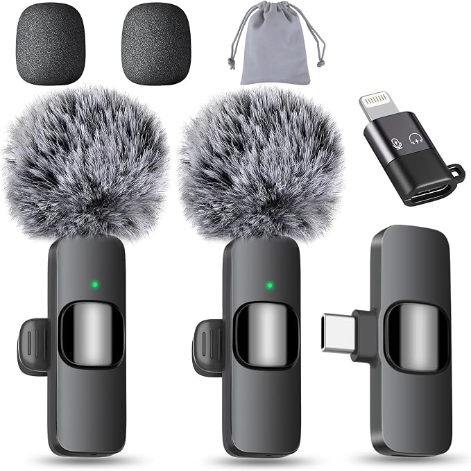 MAYBESTA Wireless Lavalier Microphone for iPhone & Android Phone - Lapel Mini Microphones for Audio Video Recording - 2 Clip on Content Creator Mics for Tiktok YouTube Vlog by MAYBESTA
