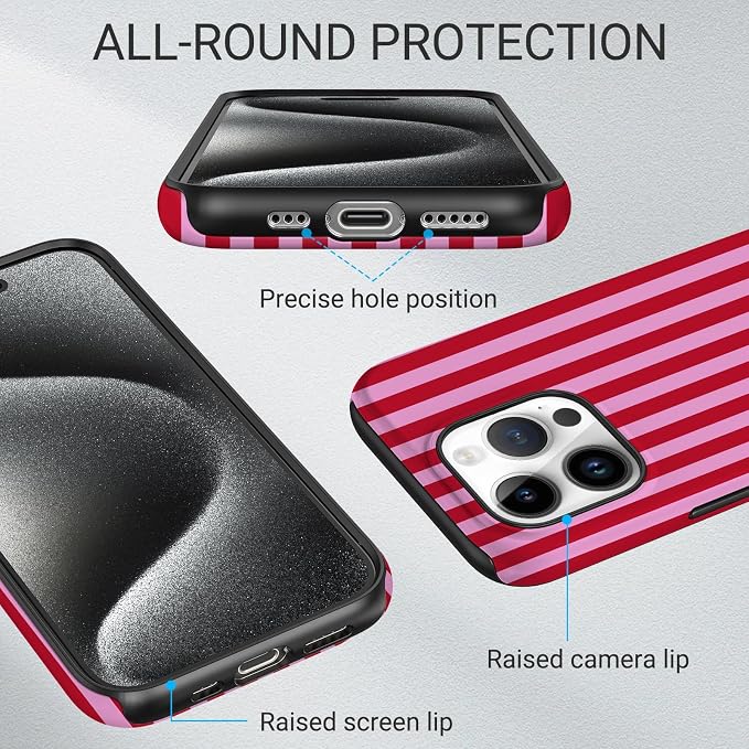 TPU Phone Case for iPhone 16 Pro, MagSafe Wireless Charging Compatible, Shockproof Slim Fit Protective Cover with Anti-Yellowing & Raised Camera Protection (Stripe 4, iPhone 16 Pro) - Image 3