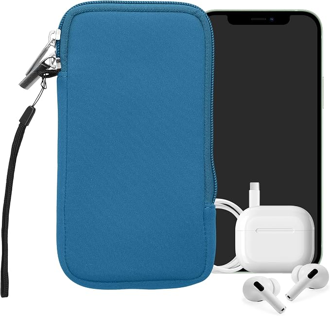 kwmobile Universal Phone Pouch Size XXL - 7" - Neoprene Smartphone Pouch with Zip - Water-Repellent Mobile Phone Case - Sleeve in Cornflower Blue - Image 8