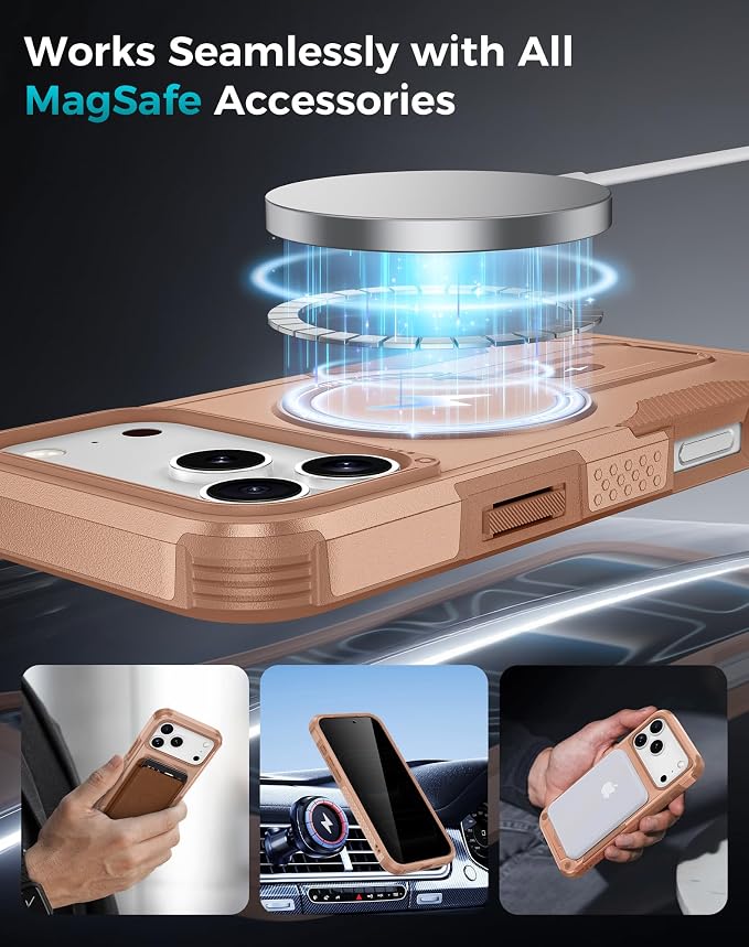 Goton 3 in 1 for iPhone 17 Pro Case with Privacy Screen Protector | Glass Camera Lens Protector,Compatible for MagSafe,Invisible Kickstand, Shockproof Phone Cover for iPhone 17Pro - Image 6
