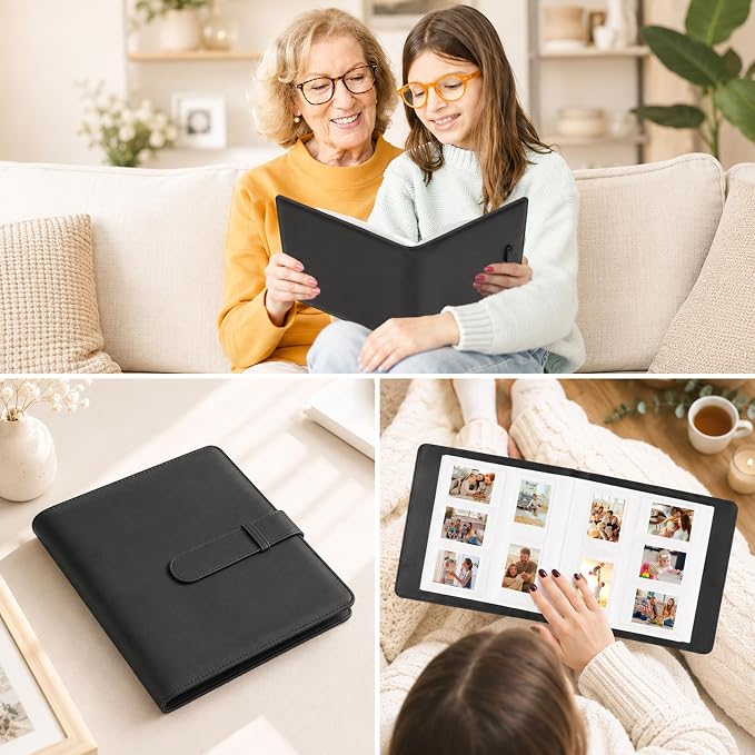 Veicevol 360-Pocket 2x3 Photo Album for Instax Mini and Polaroid, Black | PU Leather Cover Keeps, Fits Instax Mini and Polaroid 2x3 Photos, Protects Travel, Wedding and Family Memories - Image 8