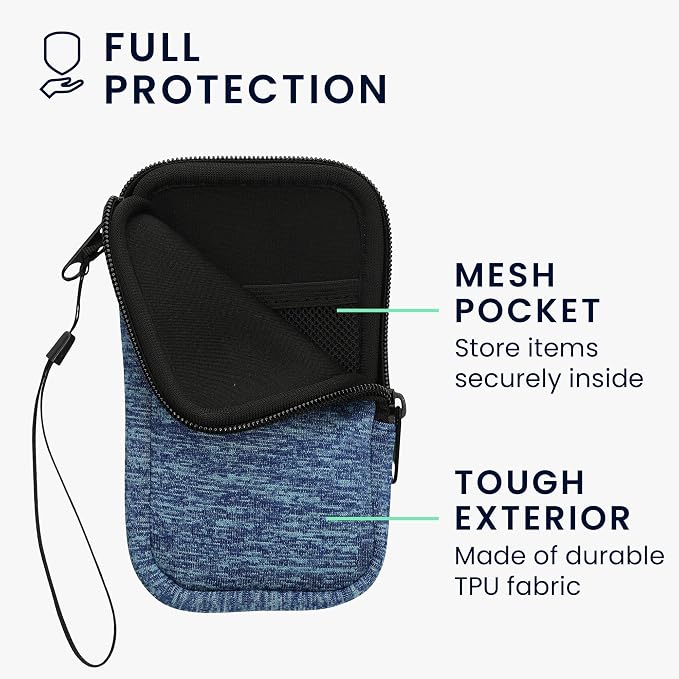 kwmobile Universal Phone Pouch Size M - 5.5" - Neoprene Smartphone Pouch with Zip - Water-Repellent Mobile Phone Case - Sleeve in Ocean Blue/Light Blue - Image 3