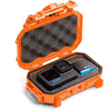 Evergreen Dry Box Tech Organizer – For Camera, Cables, Hard Drives, Memory Cards, Keys, Compatible with GoPro, Airtags (Small, PROFoam, Orange) by EvergreenCases