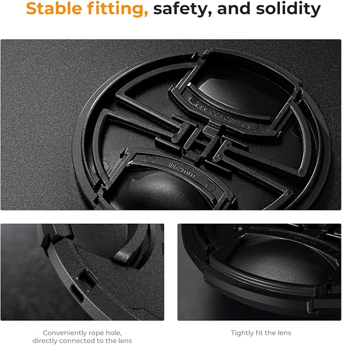 K&F Concept 86mm Lens Cap, 9-in-1 Center Pinch Lens Cover + Anti-Loss Keeper Leash + Microfiber Cleaning Cloth Kits Compatible with Nikon, Canon, Sony, Fujifilm Camera Lenses - Image 5