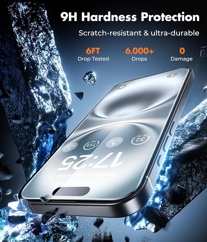 UNBREAKcable iPhone 16 Plus Screen Protector & Camera Lens Protector | Upgraded Dual-Tempered Glass with Military-Grade 9H Hardness, 3-Pack,HD Clarity, Anti-Fingerprint, Case Friendly, Fits 6.7'' - Image 3