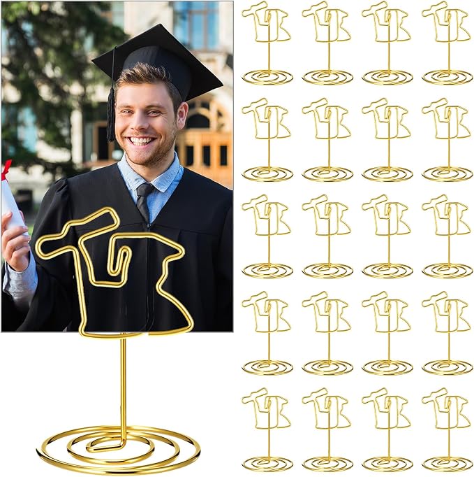 AmazingSpark 36 Pcs 2026 Graduation Gold Photo Holders for Table Centerpieces Metal Photo Holder Gold Picture Display Stands Menu Memo Clips for Graduation Party Table Decoration Supplies(Graduate) by Unknown