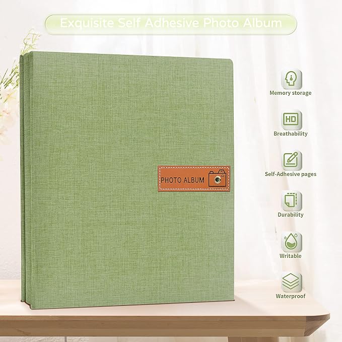 Popotop Large Photo Album Self Adhesive 4x6 5x7 8x10 Scrapbook Album DIY Picture Book,Gifts for Mom,Family Baby and Wedding,with Metal Pen and Plastic Board - Image 2