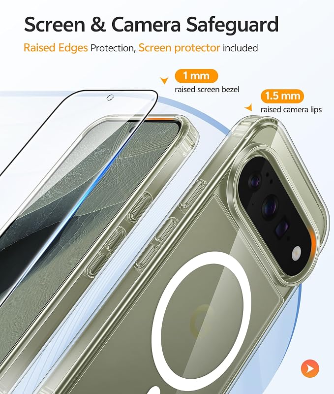FNTCASE for Google Pixel 11 Pro XL Case, Fit for Magsafe, Screen Protector | Anti Yellowing Magnetic Back, 14FT Military Grade Drop Protection, Shockproof Protective Phone Cover, Transparent - Image 4