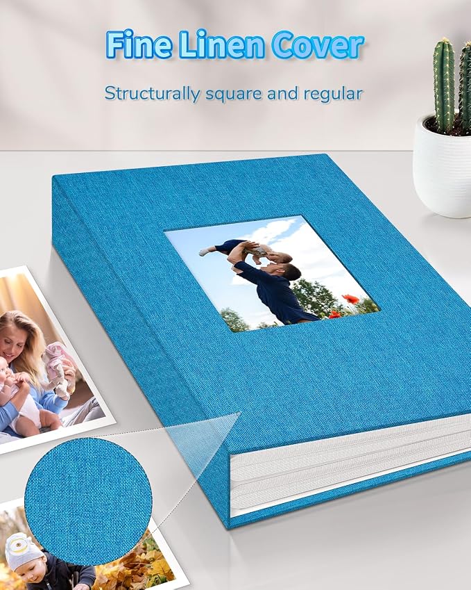 Artfeel Photo Album 4x6 with 100 Pockets,Slip-in Picture Albums,Linen Cover Memory Book with Front Window,White Page Vertical Photo Book for Wedding,Family,Anniversare,Baby,Vacation - Image 6