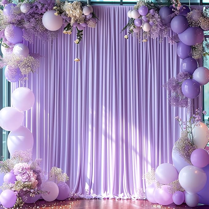 10x10 Lavender Backdrop Curtain for Parties Wedding Wrinkle Free Light Purple Photo Curtains Backdrop Drapes Fabric Decoration for Baby Shower Photoshoot 5ft x 10ft,2 Panels - Image 4