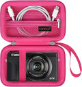 Canboc Camera Case for Canon PowerShot G7 X Mark III/ G7X Mark II, Rosered | For SX740/ SX730/ G7X3 Carrying Point and Shoot Camera Bag, Zipper Mesh Pocket fits USB Cable, Batteries by Canboc