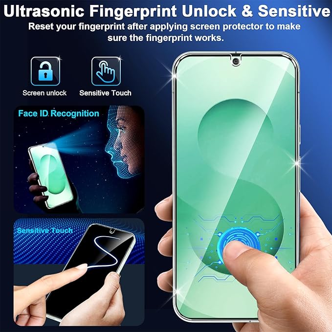 firtstnow 3 Pack for Samsung Galaxy S25 Plus Screen Protector Tempered Glass + 3 Pack Camera Lens Protector, Military Grade Shatterproof, 9H Hardness, Fingerprint Unlock, Case Friendly 6.7 Inch - Image 7