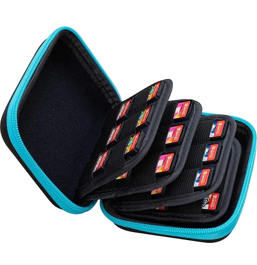 ButterFox 45+12 Switch Game Case for Nintendo Switch (45 physical+12Micro SD digial slots), Switch Game Card Storage Holder or SD Memory Card Case (45 Blue/Black) - Image 2