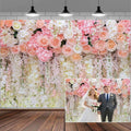 10x8ft Pink Rose Flower Wedding Photography Backdrop Spring Floral Photography Backdrop Valentine's Day Mother's Day Girl Birthday Baby Shower Wedding Bridal Party Banner Photo Booth Props Background by Mtsxfy