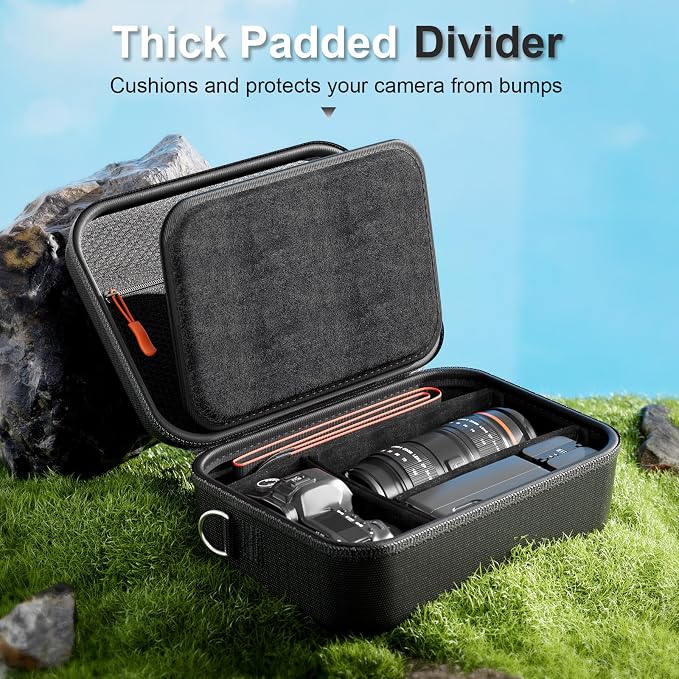 ProCase Hard Shell Digital Camera Case for Canon Rebel T7 -Black | Soft Padded Bag with 1 Shoulder Strap and 3 Adjustable Dividers for Digital Camera EOS R100/R50/DSLR/SLR/Nikon/Sony - Image 4