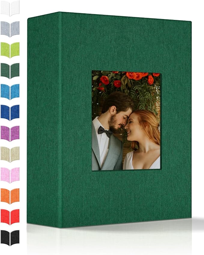 Artfeel Photo Album 4x6 with 100 Pockets,Slip-in Picture Albums,Linen Cover Memory Book with Front Window,White Page Vertical Photo Book for Wedding,Family,Anniversare,Baby,Vacation by Artfeel