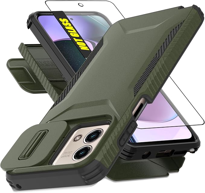 for Motorola G Stylus 5G 2023 Case with 1 HD Screen Protector & Slide Camera Cover[Military-Grade]Phone Case Heavy Duty Rugged Shockproof Protective Cover for Moto G Stylus 5G 2023(Pine Green) by AWZHYDT